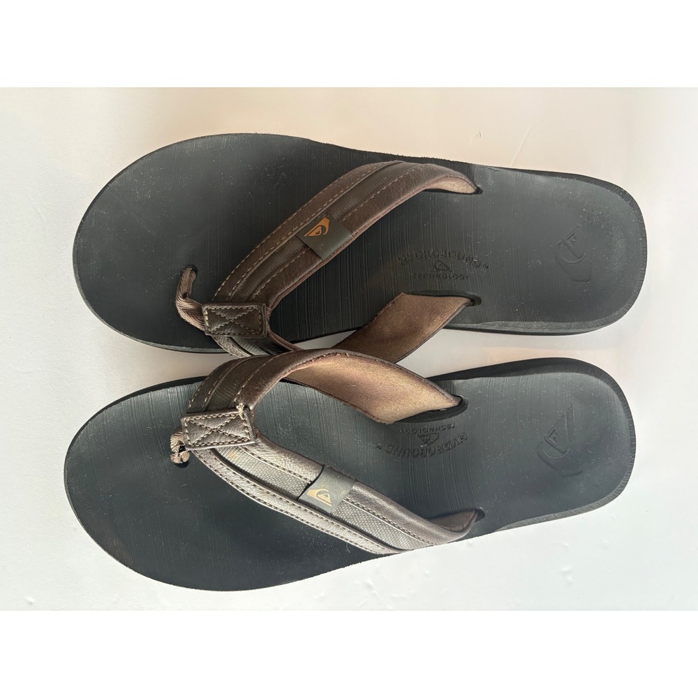 Quiksilver Hydrobound Mens Flip Flop Sandals Brown Black Thong Beach Shoes 11